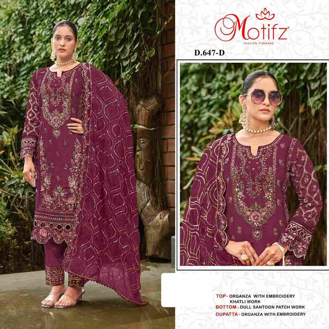 Motifz Hit Design 647 Colours By Motifz 647-A To 647-D Series Beautiful Pakistani Suits Colorful Stylish Fancy Casual Wear & Ethnic Wear Organza Dresses At Wholesale Price