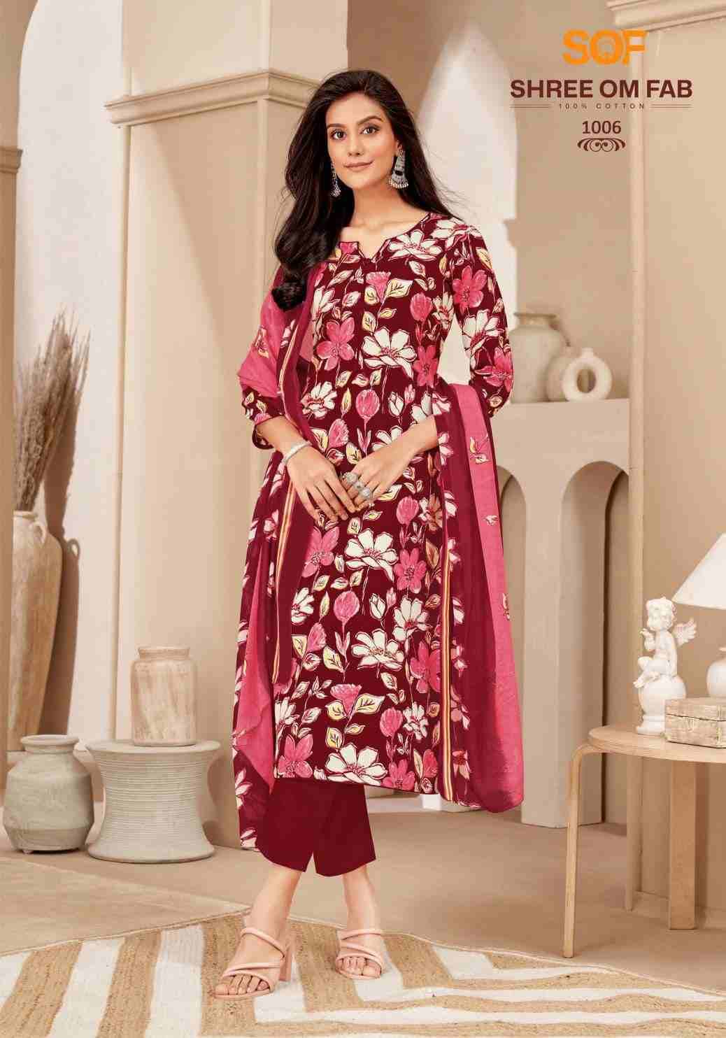 Nayraa Vol-1 By Shree Om Fabs 1001 To 1010 Series Beautiful Festive Suits Stylish Fancy Colorful Casual Wear & Ethnic Wear Pure Cotton Print Dresses At Wholesale Price