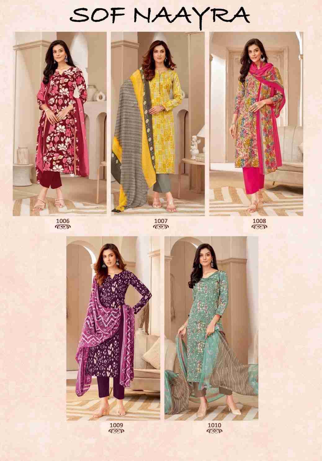 Nayraa Vol-1 By Shree Om Fabs 1001 To 1010 Series Beautiful Festive Suits Stylish Fancy Colorful Casual Wear & Ethnic Wear Pure Cotton Print Dresses At Wholesale Price