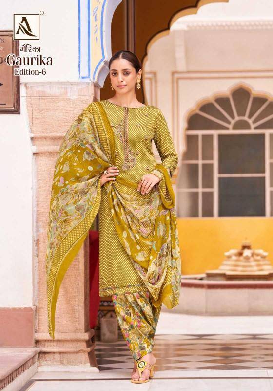 Gaurika Vol-6 By Alok Suit 1591-001 To 1591-006 Series Beautiful Festive Suits Stylish Fancy Colorful Casual Wear & Ethnic Wear Pure Jam Print Embroidered Dresses At Wholesale Price