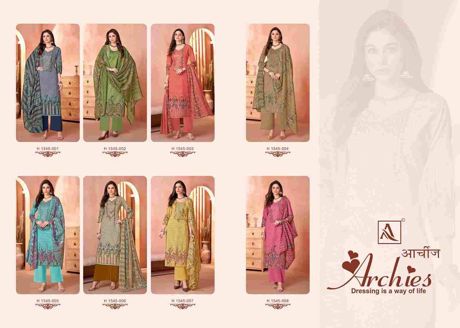 Archies By Alok Suit 1545-001 To 1545-008 Series Beautiful Festive Suits Stylish Fancy Colorful Casual Wear & Ethnic Wear Pure Cambric Cotton Embroidered Dresses At Wholesale Price