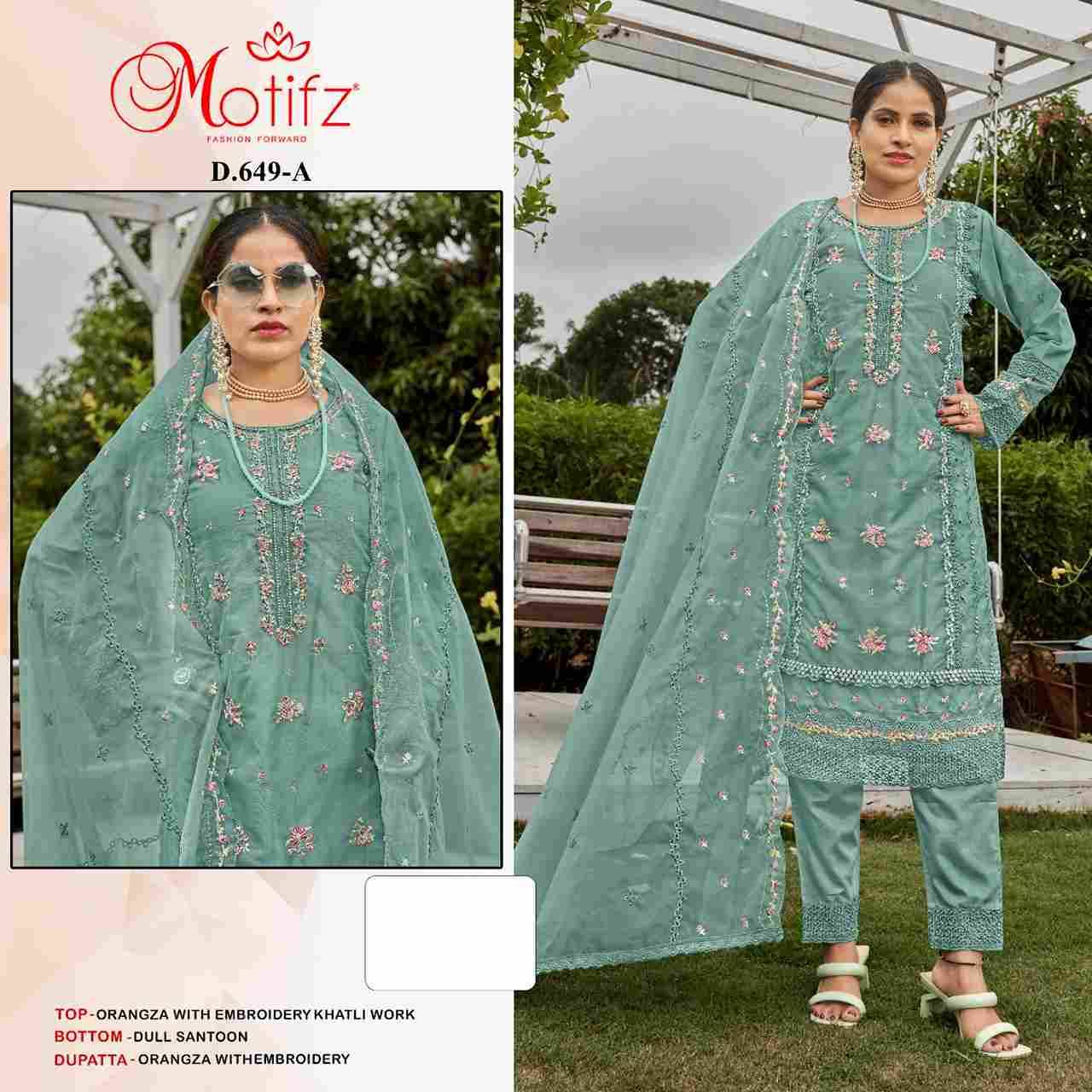 Motifz Hit Design 649 Colours By Motifz 649-A To 649-D Series Beautiful Pakistani Suits Colorful Stylish Fancy Casual Wear & Ethnic Wear Organza Dresses At Wholesale Price