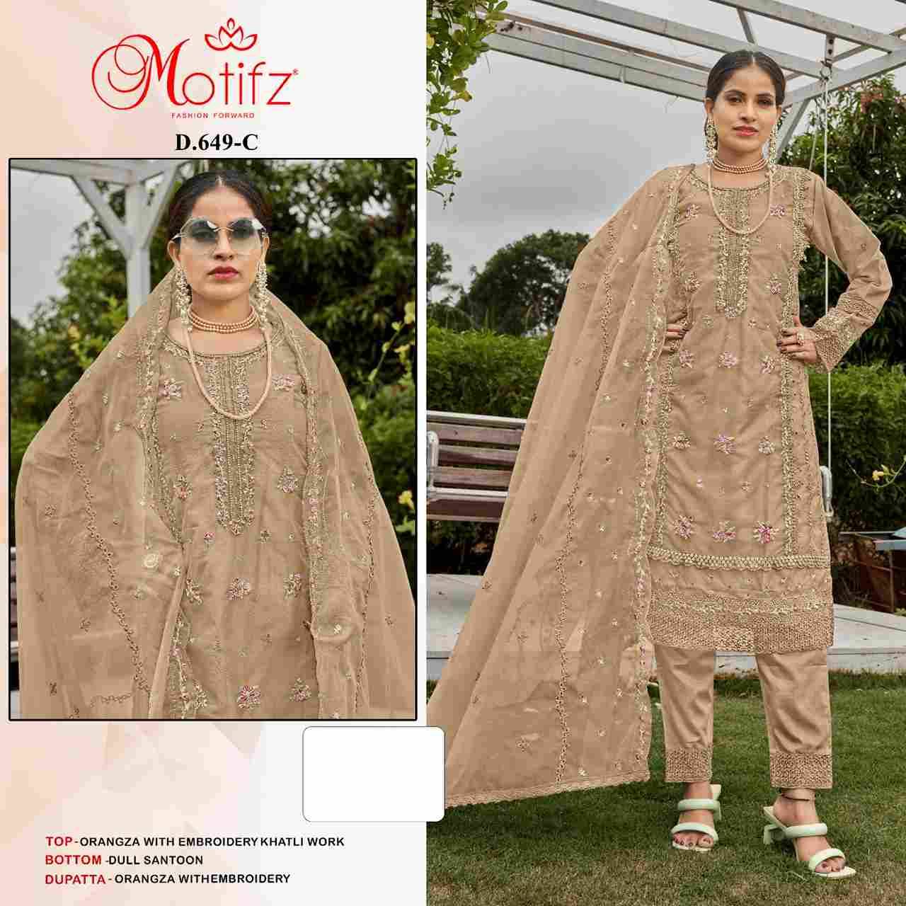 Motifz Hit Design 649 Colours By Motifz 649-A To 649-D Series Beautiful Pakistani Suits Colorful Stylish Fancy Casual Wear & Ethnic Wear Organza Dresses At Wholesale Price