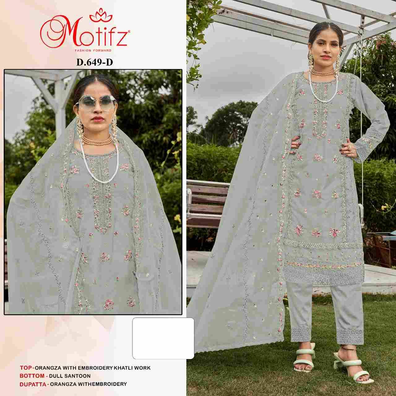 Motifz Hit Design 649 Colours By Motifz 649-A To 649-D Series Beautiful Pakistani Suits Colorful Stylish Fancy Casual Wear & Ethnic Wear Organza Dresses At Wholesale Price