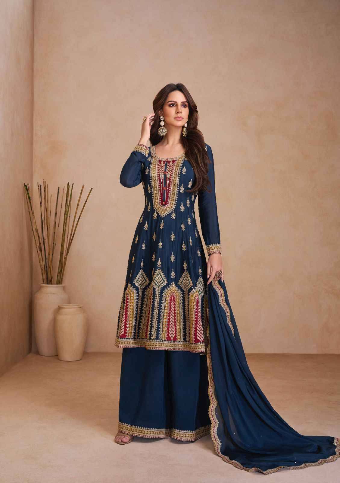 Guzarish By Gulkayra Designer 7475 To 7477 Series Beautiful Stylish Sharara Suits Fancy Colorful Casual Wear & Ethnic Wear & Ready To Wear Pure Chinnon Dresses At Wholesale Price