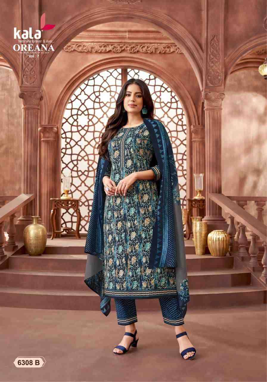 Oreana Vol-7 By Kala 6301-B To 6312-B Series Beautiful Suits Colorful Stylish Fancy Casual Wear & Ethnic Wear Pure Cotton Print Dresses At Wholesale Price