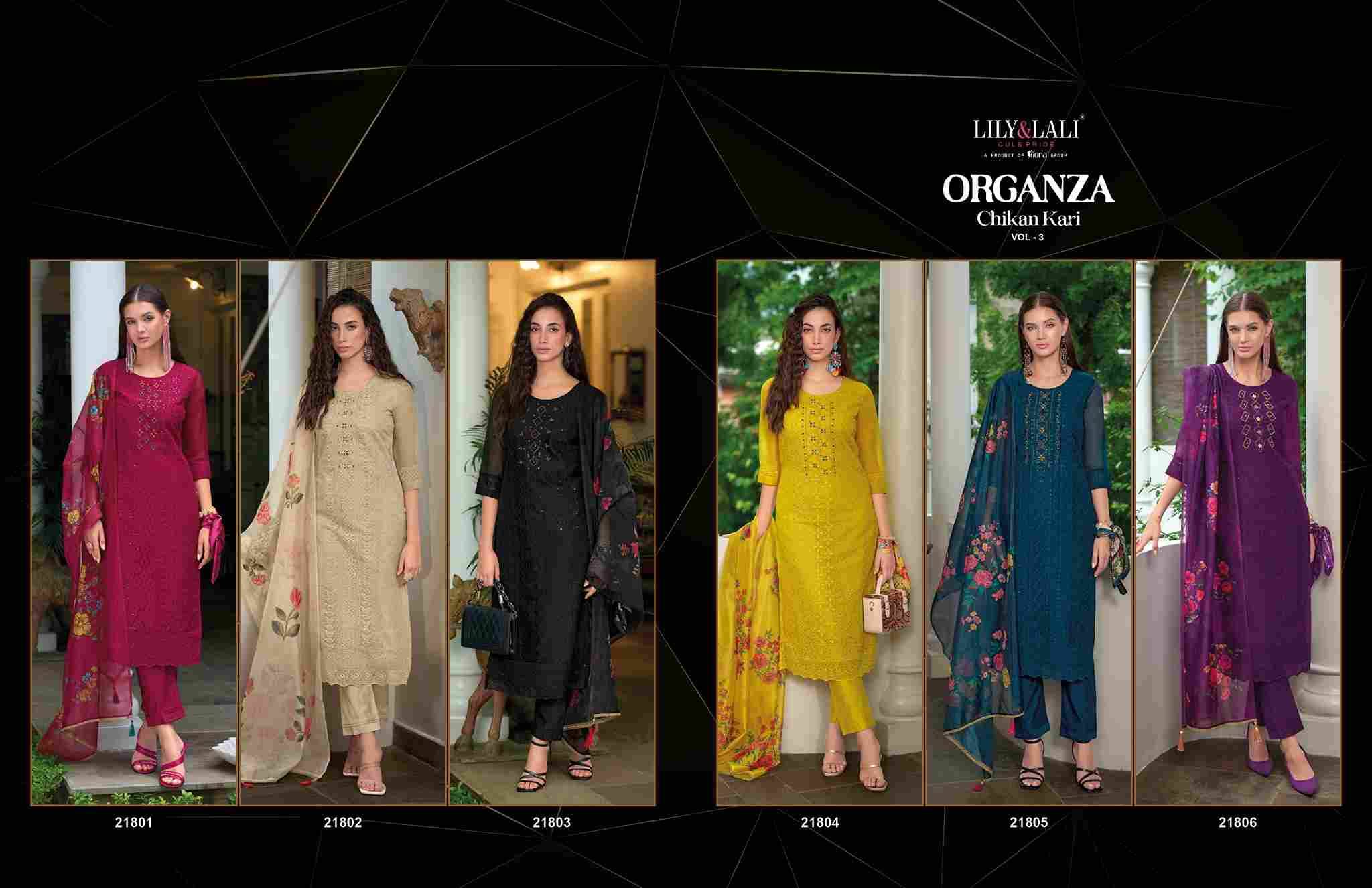 Organza Chikan Kari Vol-3 By Lily And Lali 21801 To 21806 Series Designer Festive Suits Collection Beautiful Stylish Fancy Colorful Party Wear & Occasional Wear Organza With Work Dresses At Wholesale Price