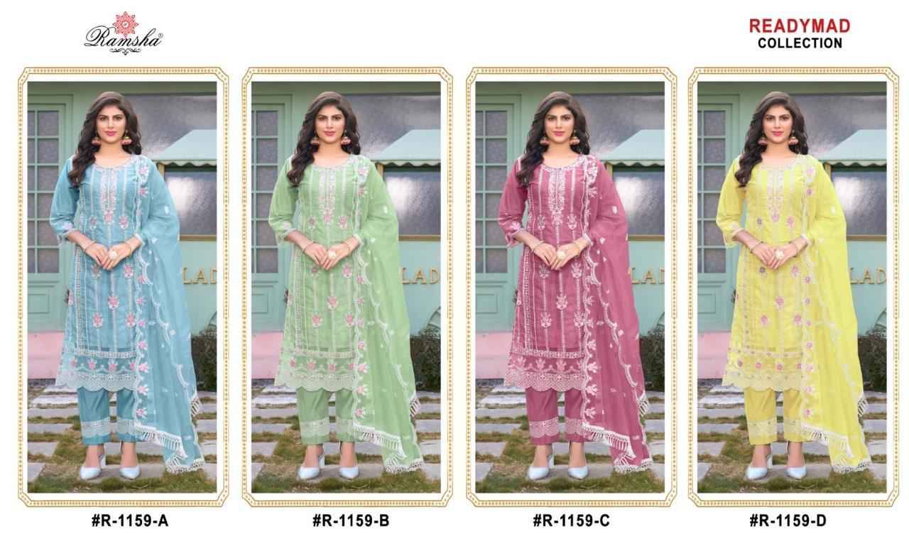 Ramsha 1159 Colours By Ramsha 1159-A To 1159-D Series Beautiful Pakistani Suits Colorful Stylish Fancy Casual Wear & Ethnic Wear Organza Dresses At Wholesale Price