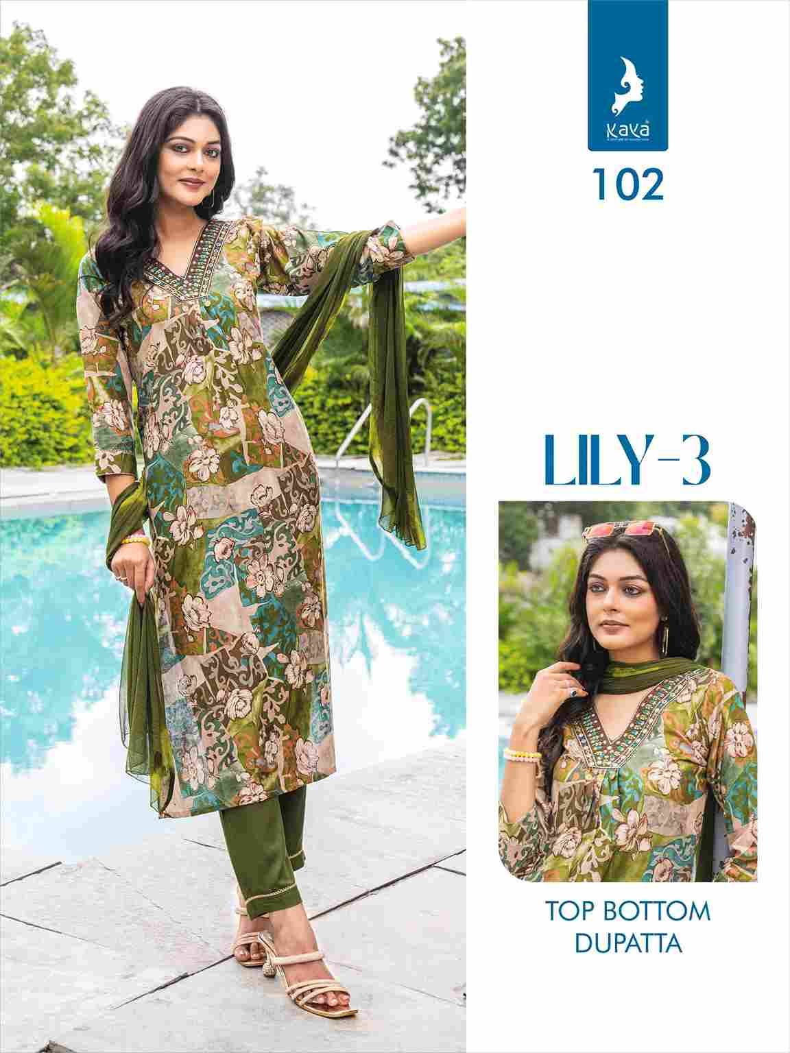 Lily Vol-3 By Kaya 101 To 108 Series Beautiful Stylish Festive Suits Fancy Colorful Casual Wear & Ethnic Wear & Ready To Wear Rayon Foil Dresses At Wholesale Price