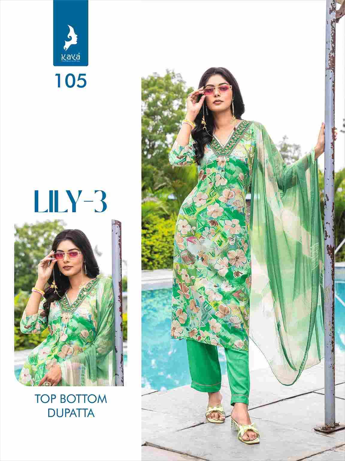 Lily Vol-3 By Kaya 101 To 108 Series Beautiful Stylish Festive Suits Fancy Colorful Casual Wear & Ethnic Wear & Ready To Wear Rayon Foil Dresses At Wholesale Price