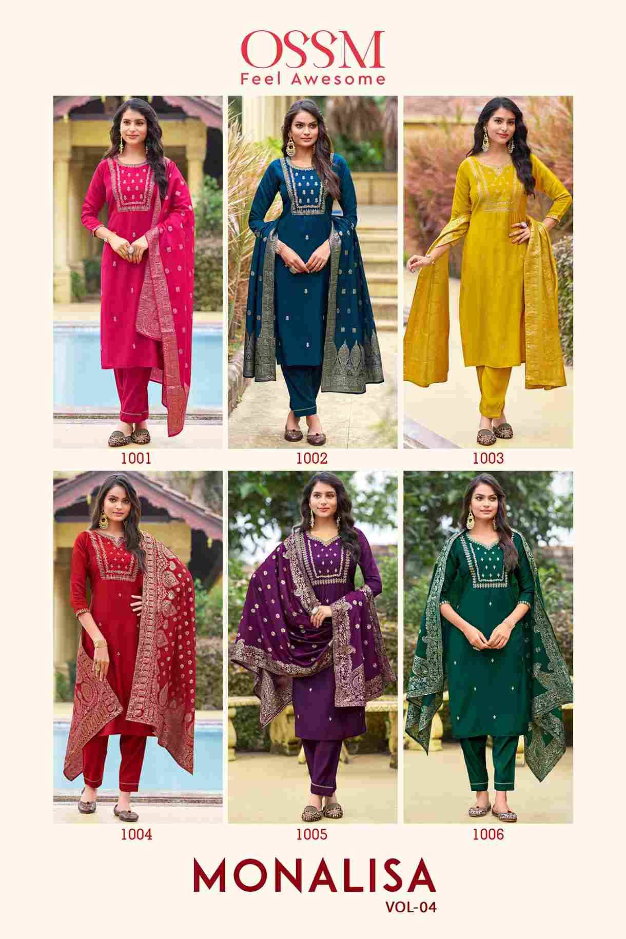 Monalisa Vol-4 By Ossm 1001 To 1006 Series Beautiful Festive Suits Colorful Stylish Fancy Casual Wear & Ethnic Wear Pure Viscose Slub Print Dresses At Wholesale Price