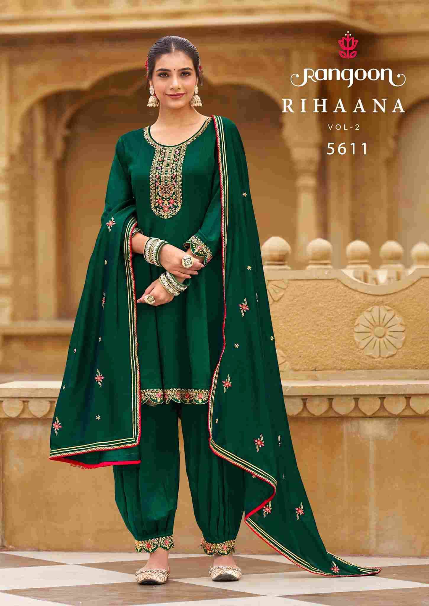 Rihaana Vol-2 By Rangoon 5611 To 5614 Series Beautiful Festive Suits Colorful Stylish Fancy Casual Wear & Ethnic Wear Silk Embroidered Dresses At Wholesale Price