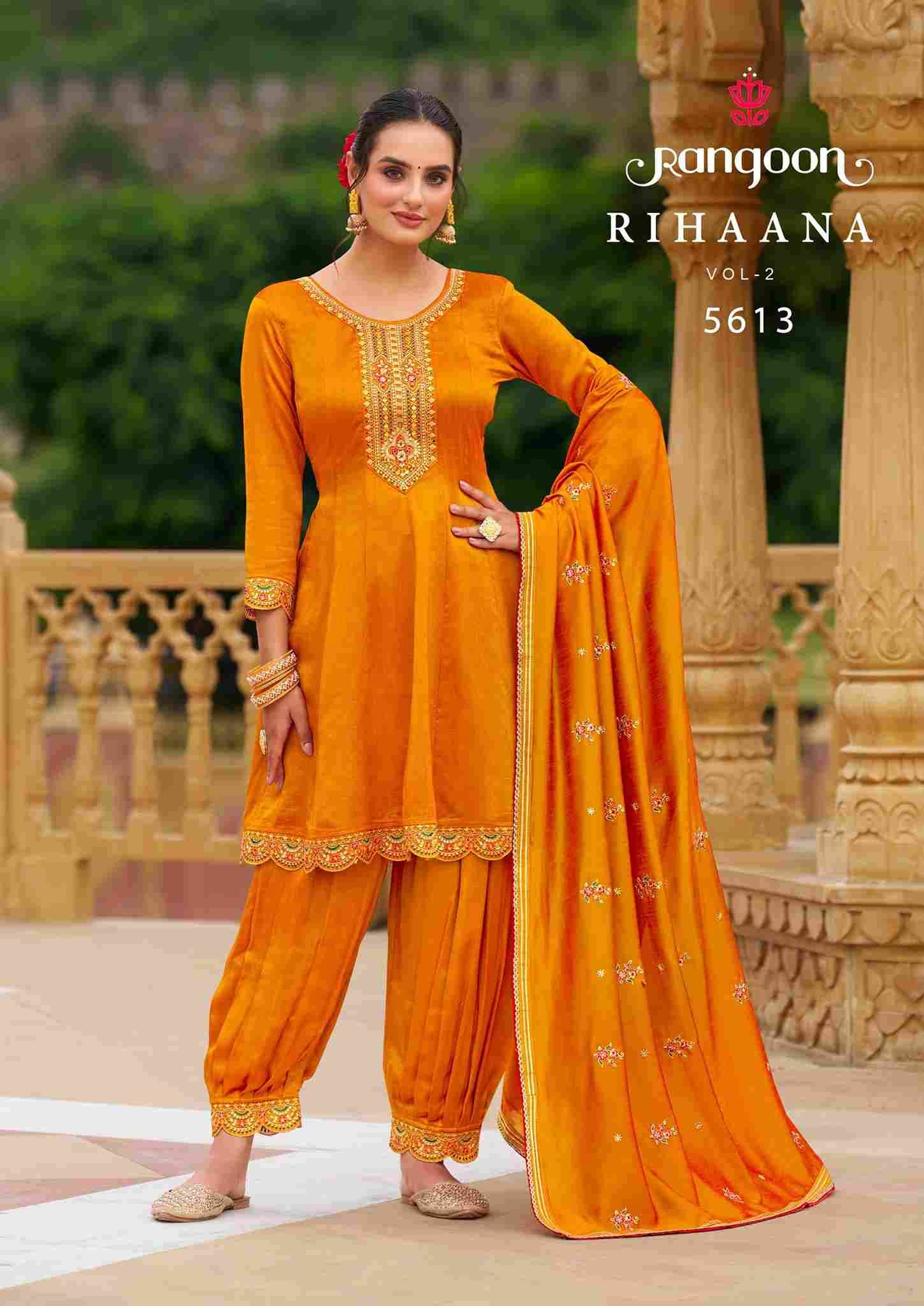 Rihaana Vol-2 By Rangoon 5611 To 5614 Series Beautiful Festive Suits Colorful Stylish Fancy Casual Wear & Ethnic Wear Silk Embroidered Dresses At Wholesale Price