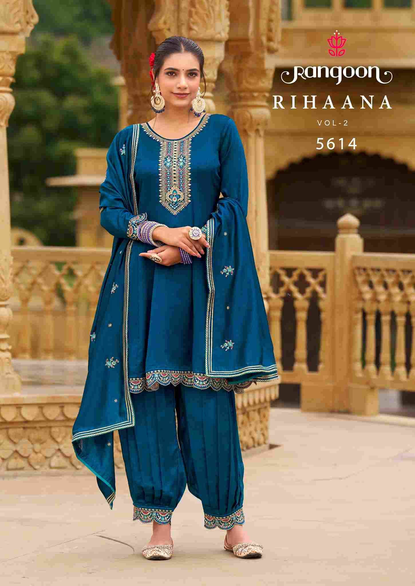 Rihaana Vol-2 By Rangoon 5611 To 5614 Series Beautiful Festive Suits Colorful Stylish Fancy Casual Wear & Ethnic Wear Silk Embroidered Dresses At Wholesale Price