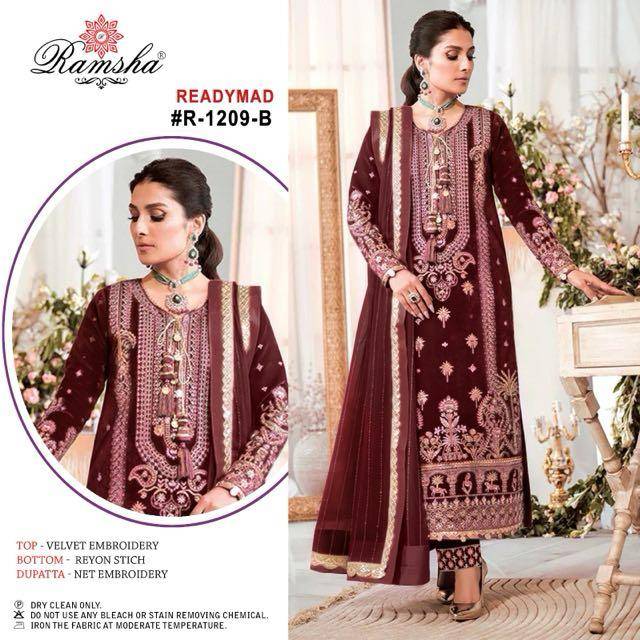 Ramsha 1209 Colours By Ramsha 1209-A To 1209-D Series Beautiful Pakistani Suits Colorful Stylish Fancy Casual Wear & Ethnic Wear Velvet Dresses At Wholesale Price