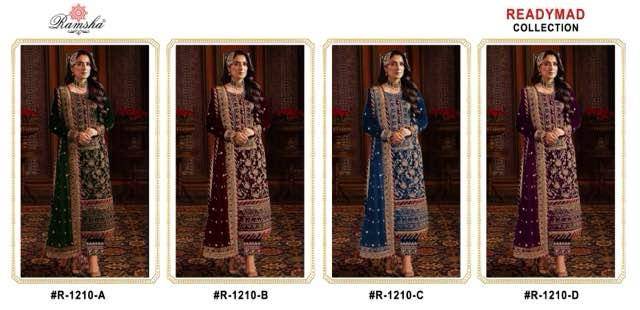 Ramsha 1210 Colours By Ramsha 1210-A To 1210-D Series Beautiful Pakistani Suits Colorful Stylish Fancy Casual Wear & Ethnic Wear Velvet Dresses At Wholesale Price