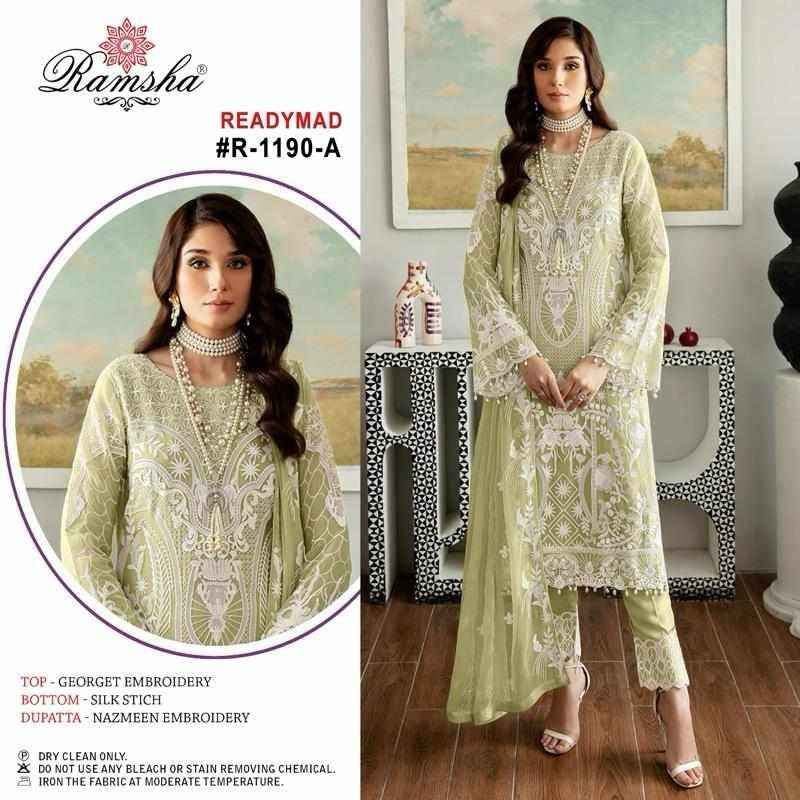 Ramsha 1190 Colours By Ramsha 1190-A To 1190-D Series Beautiful Pakistani Suits Colorful Stylish Fancy Casual Wear & Ethnic Wear Georgette Dresses At Wholesale Price