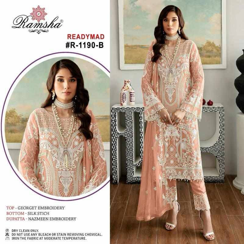 Ramsha 1190 Colours By Ramsha 1190-A To 1190-D Series Beautiful Pakistani Suits Colorful Stylish Fancy Casual Wear & Ethnic Wear Georgette Dresses At Wholesale Price