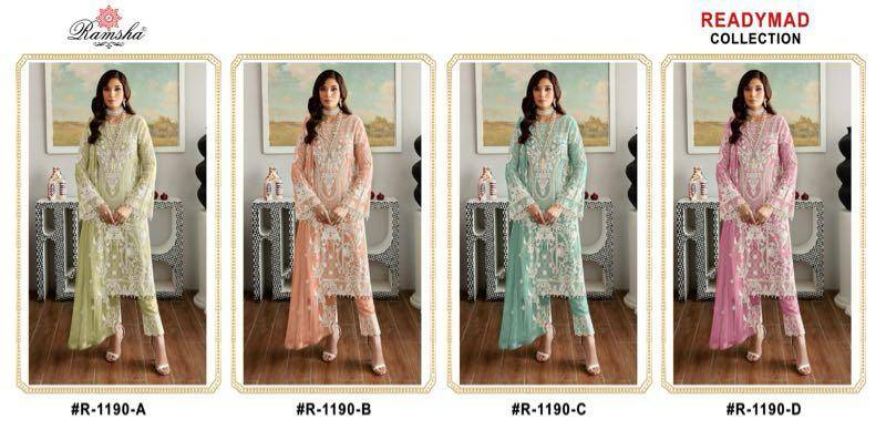 Ramsha 1190 Colours By Ramsha 1190-A To 1190-D Series Beautiful Pakistani Suits Colorful Stylish Fancy Casual Wear & Ethnic Wear Georgette Dresses At Wholesale Price