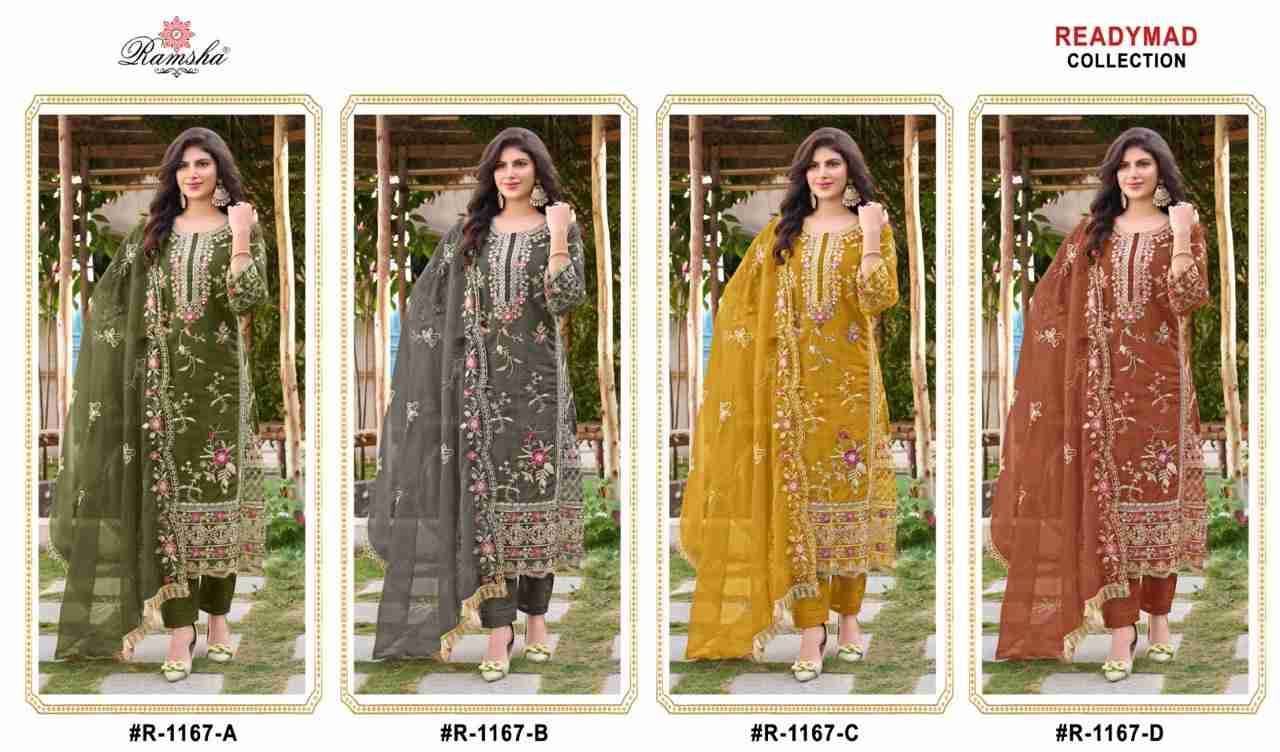 Ramsha 1167 Colours By Ramsha 1167-A To 1167-D Series Beautiful Pakistani Suits Colorful Stylish Fancy Casual Wear & Ethnic Wear Organza Dresses At Wholesale Price