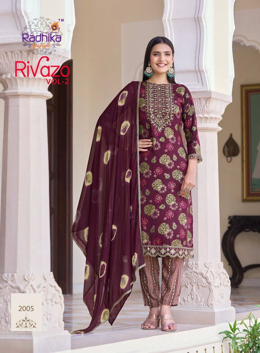 Rivazo Vol-2 By Radhika Lifestyle 2001 To 2006 Series Designer Stylish Fancy Colorful Beautiful Party Wear & Ethnic Wear Collection Rayon Print Dresses At Wholesale Price