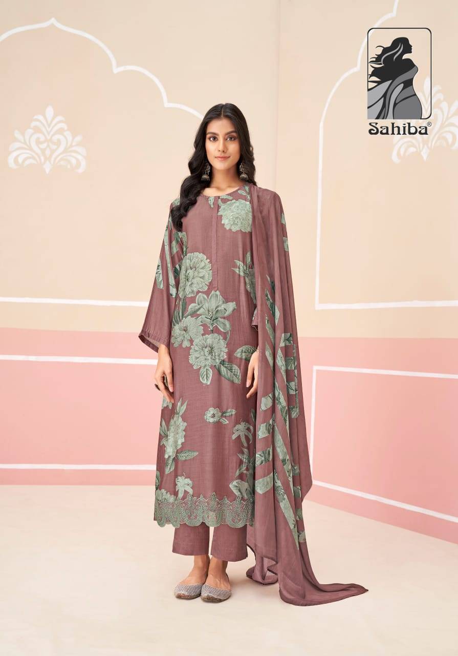 Ishani By Sahiba Fabrics Beautiful Festive Suits Colorful Stylish Fancy Casual Wear & Ethnic Wear Muslin Silk Dresses At Wholesale Price