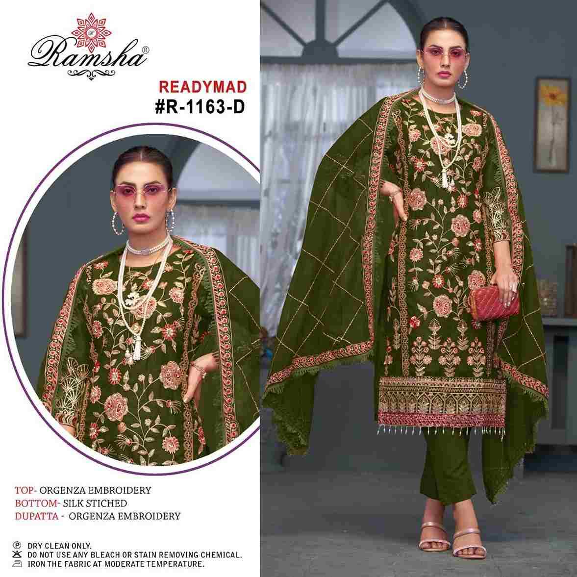 Ramsha 1163 Colours By Ramsha 1163-A To 1163-D Series Beautiful Pakistani Suits Colorful Stylish Fancy Casual Wear & Ethnic Wear Organza Dresses At Wholesale Price