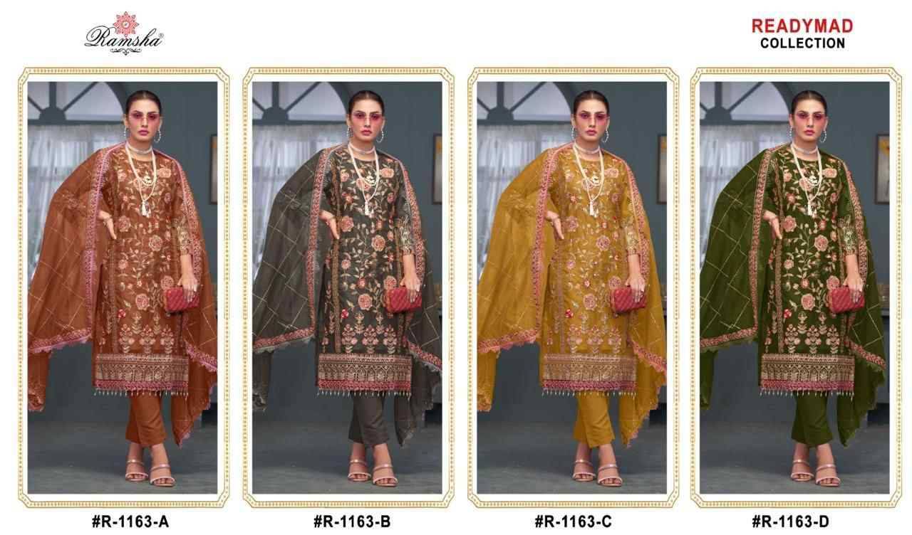 Ramsha 1163 Colours By Ramsha 1163-A To 1163-D Series Beautiful Pakistani Suits Colorful Stylish Fancy Casual Wear & Ethnic Wear Organza Dresses At Wholesale Price