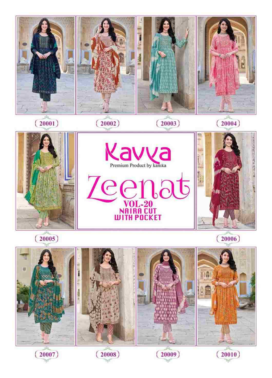 Zeenat Vol-20 By Kavya 20001 To 20010 Series Beautiful Festive Suits Colorful Stylish Fancy Casual Wear & Ethnic Wear Capsule Dresses At Wholesale Price