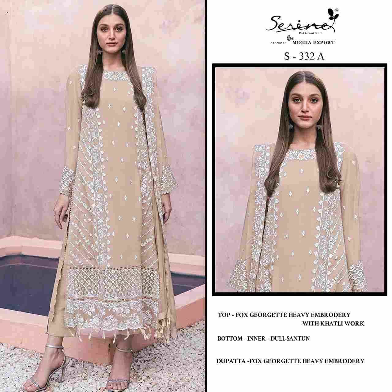 Serene Hit Design S-332 Colours By Serene S-332-A To S-332-D Series Designer Pakistani Suits Beautiful Fancy Colorful Stylish Party Wear & Occasional Wear Faux Georgette Embroidered Dresses At Wholesale Price