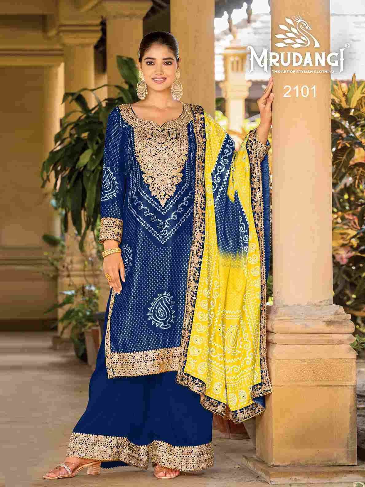 Ishani By Mrudangi 2097 To 2101 Series Beautiful Festive Suits Colorful Stylish Fancy Casual Wear & Ethnic Wear Chinnon Embroidered Dresses At Wholesale Price