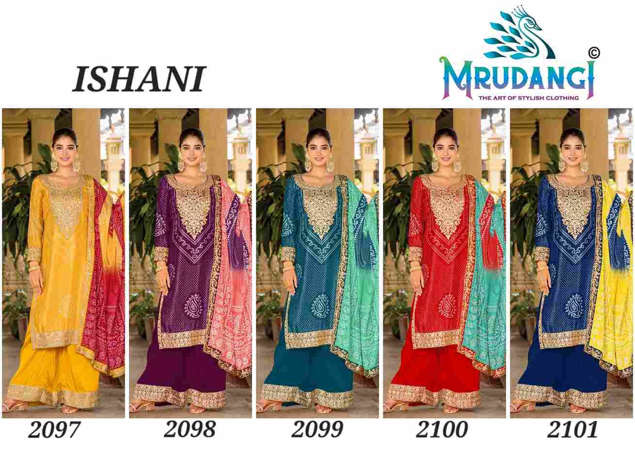 Ishani By Mrudangi 2097 To 2101 Series Beautiful Festive Suits Colorful Stylish Fancy Casual Wear & Ethnic Wear Chinnon Embroidered Dresses At Wholesale Price