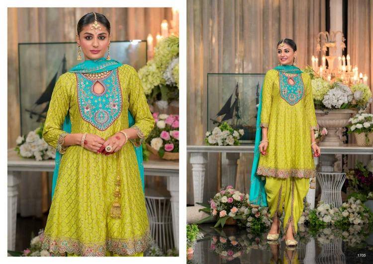 Sajni By Eba Lifestyle 1704 To 1705 Series Designer Festive Suits Beautiful Fancy Colorful Stylish Party Wear & Occasional Wear Heavy Chinnon Dresses At Wholesale Price