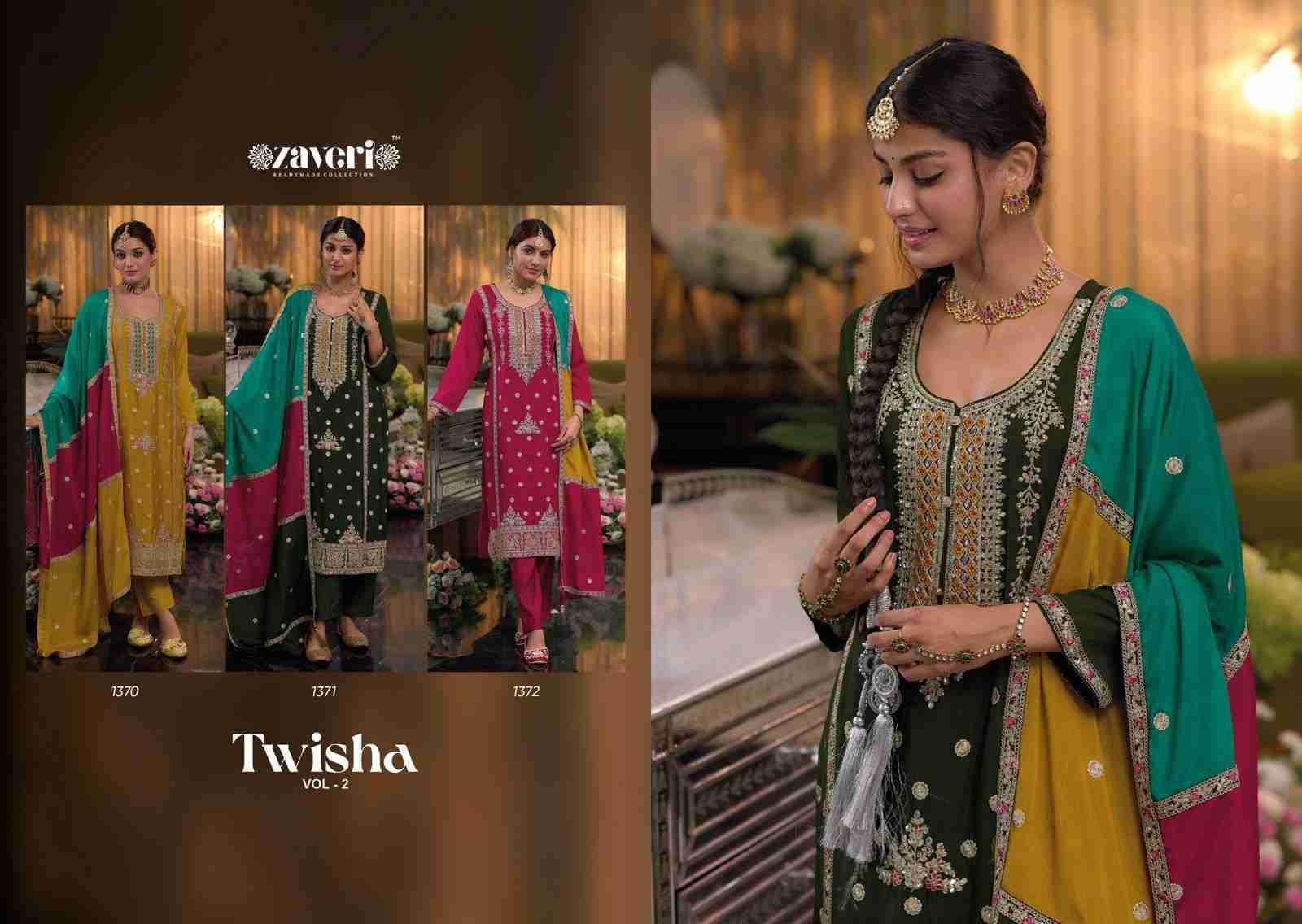 Twisha Vol-2 By Zaveri 1370 To 1372 Series Designer Festive Suits Beautiful Fancy Colorful Stylish Party Wear & Occasional Wear Heavy Chinnon Dresses At Wholesale Price