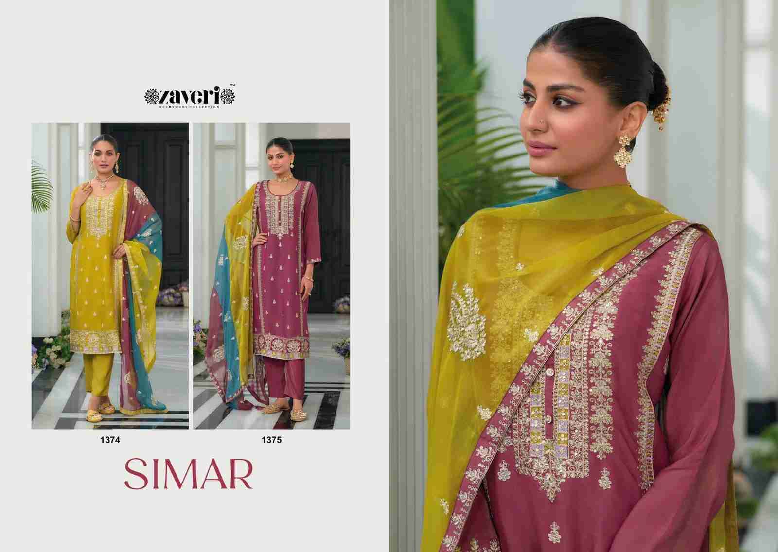 Simar By Zaveri 1374 To 1375 Series Designer Festive Suits Beautiful Fancy Colorful Stylish Party Wear & Occasional Wear Heavy Simmer Dresses At Wholesale Price