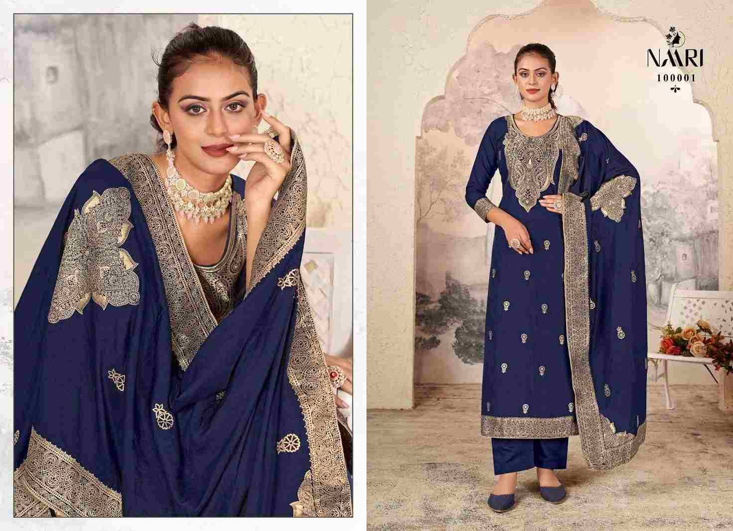 Mayra By Naari 100001 To 100004 Series Beautiful Stylish Festive Suits Fancy Colorful Casual Wear & Ethnic Wear & Ready To Wear Pure Jacquard Dresses At Wholesale Price