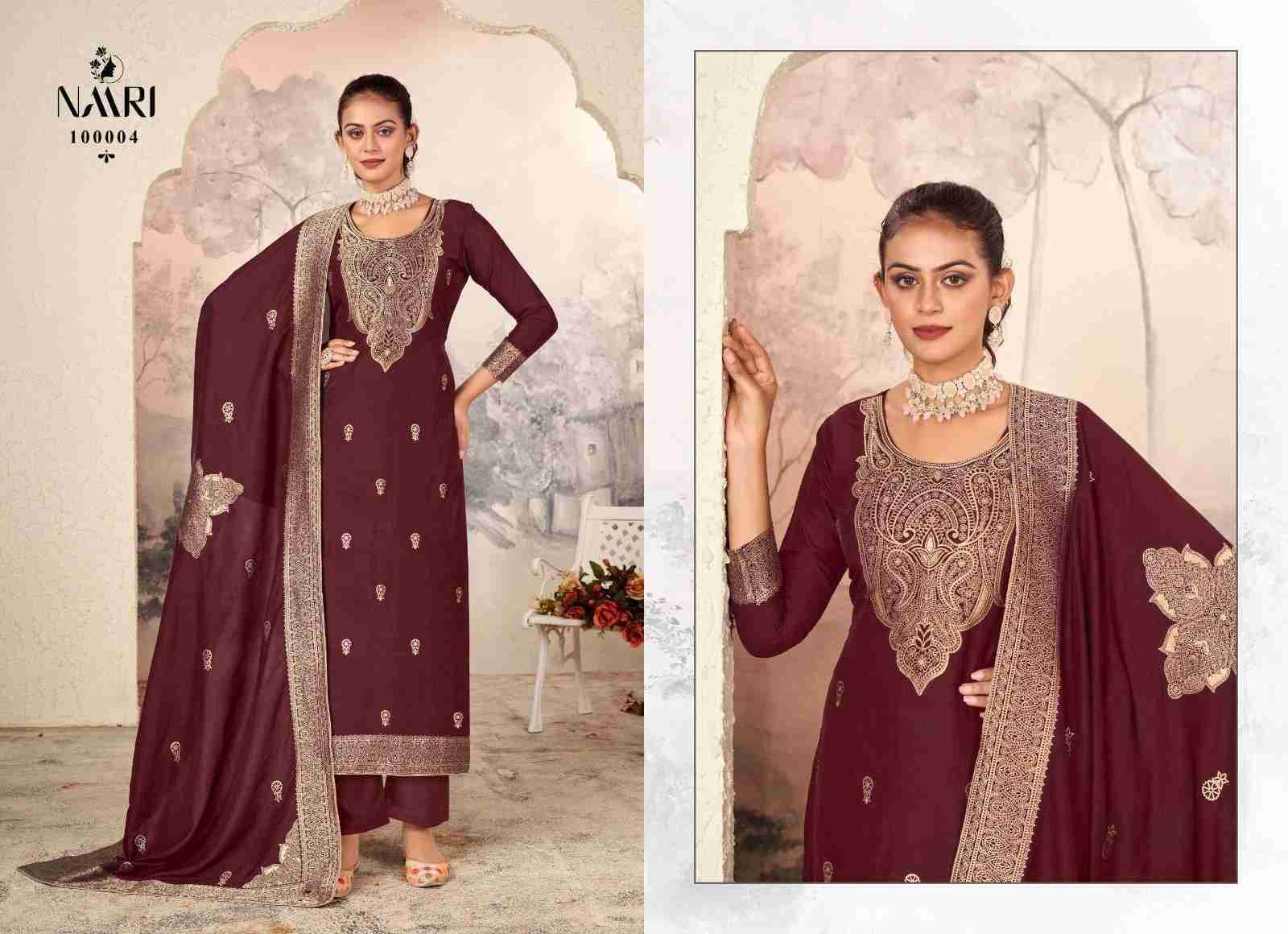 Mayra By Naari 100001 To 100004 Series Beautiful Stylish Festive Suits Fancy Colorful Casual Wear & Ethnic Wear & Ready To Wear Pure Jacquard Dresses At Wholesale Price