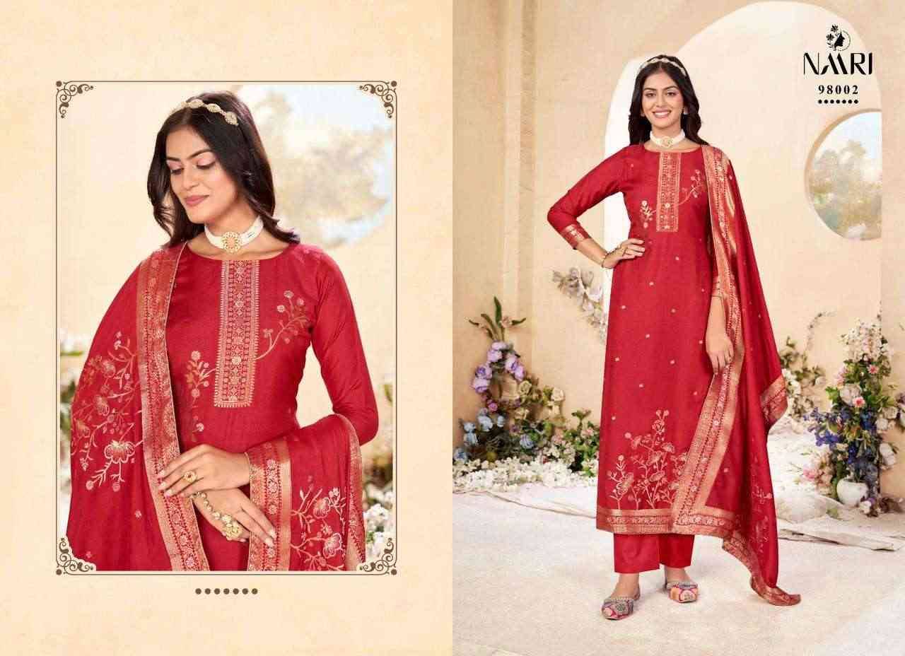 Mehar Vol-8 By Naari 98001 To 98004 Series Beautiful Stylish Festive Suits Fancy Colorful Casual Wear & Ethnic Wear & Ready To Wear Pure Muslin Jacquard Dresses At Wholesale Price