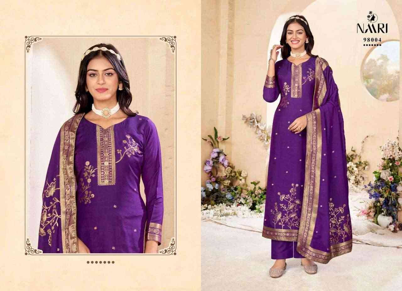 Mehar Vol-8 By Naari 98001 To 98004 Series Beautiful Stylish Festive Suits Fancy Colorful Casual Wear & Ethnic Wear & Ready To Wear Pure Muslin Jacquard Dresses At Wholesale Price