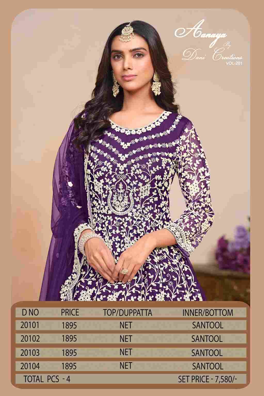 Aanaya Vol-201 By Twisha 20101 To 20104 Series Beautiful Anarkali Suits Colorful Stylish Fancy Casual Wear & Ethnic Wear Net Dresses At Wholesale Price