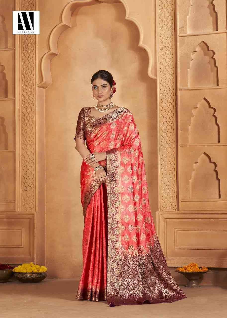 Banarasi Fusion Vol-1 By AV Fashion 2401 To 2404 Series Indian Traditional Wear Collection Beautiful Stylish Fancy Colorful Party Wear & Occasional Wear Satin Silk Sarees At Wholesale Price