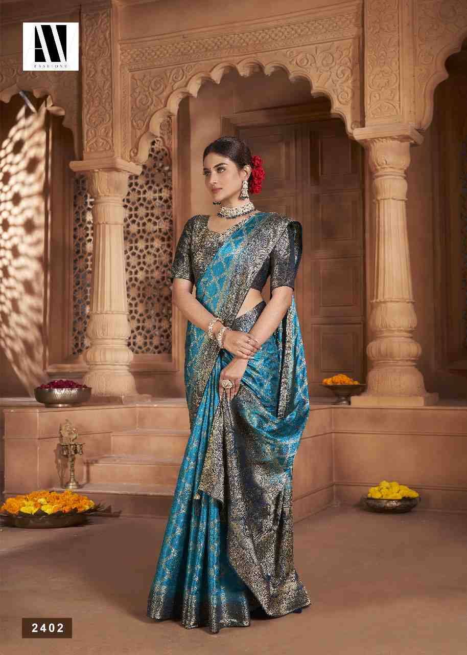 Banarasi Fusion Vol-1 By AV Fashion 2401 To 2404 Series Indian Traditional Wear Collection Beautiful Stylish Fancy Colorful Party Wear & Occasional Wear Satin Silk Sarees At Wholesale Price