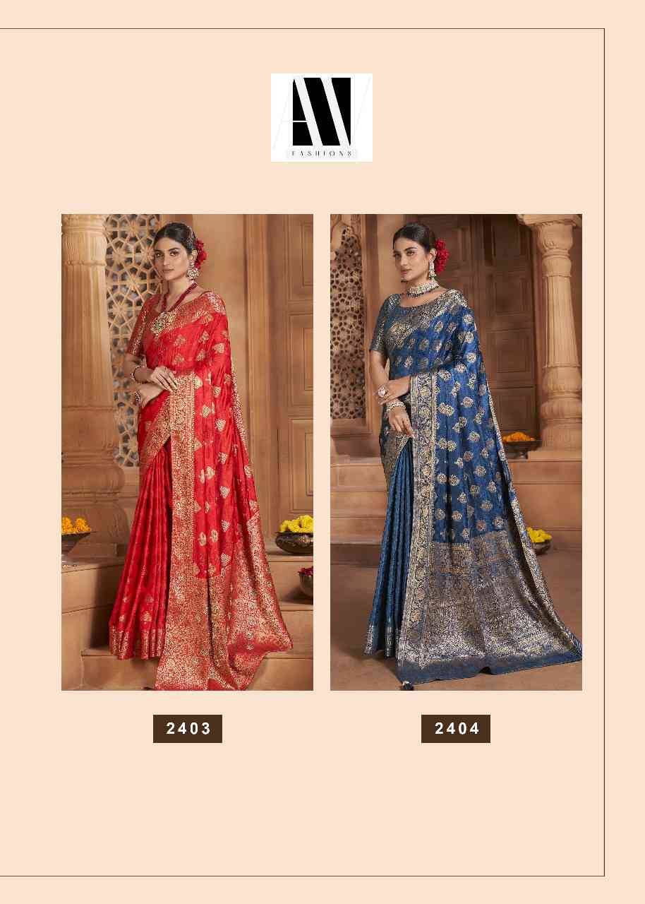 Banarasi Fusion Vol-1 By AV Fashion 2401 To 2404 Series Indian Traditional Wear Collection Beautiful Stylish Fancy Colorful Party Wear & Occasional Wear Satin Silk Sarees At Wholesale Price