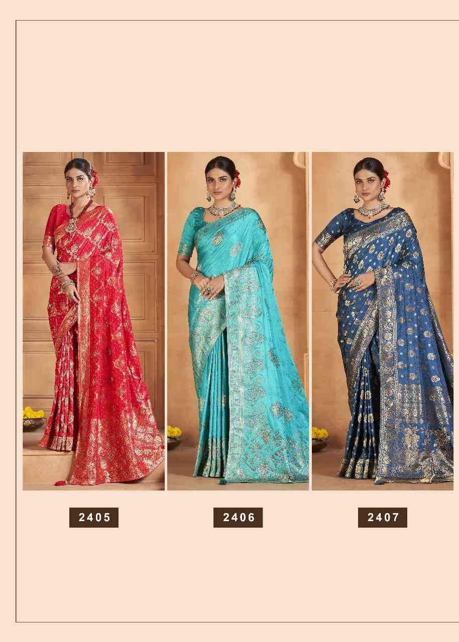 Banarasi Fusion Vol-2 By AV Fashion 2405 To 2409 Series Indian Traditional Wear Collection Beautiful Stylish Fancy Colorful Party Wear & Occasional Wear Satin Silk Sarees At Wholesale Price