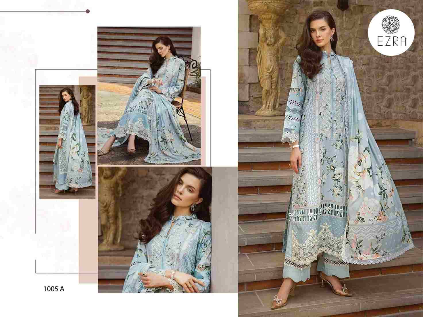 Ezra 1005 Colours By Ezra 1005-A To 1005-B Series Pakistani Suits Beautiful Fancy Colorful Stylish Party Wear & Occasional Wear Pure Cotton Embroidery Dresses At Wholesale Price