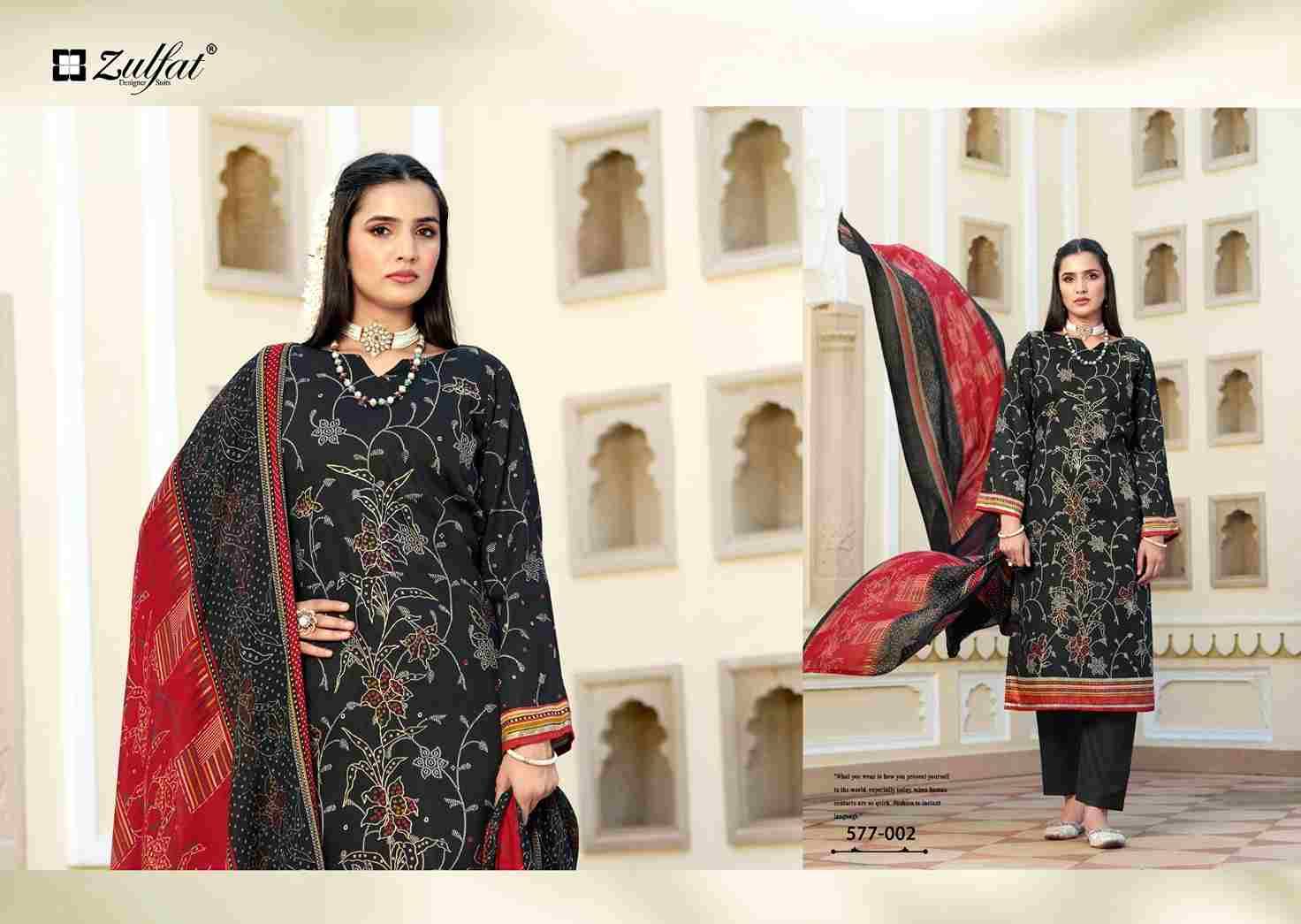 Rabia By Zulfat 577-001 To 577-006 Series Beautiful Festive Suits Stylish Fancy Colorful Casual Wear & Ethnic Wear Pure Jam Cotton Print Dresses At Wholesale Price