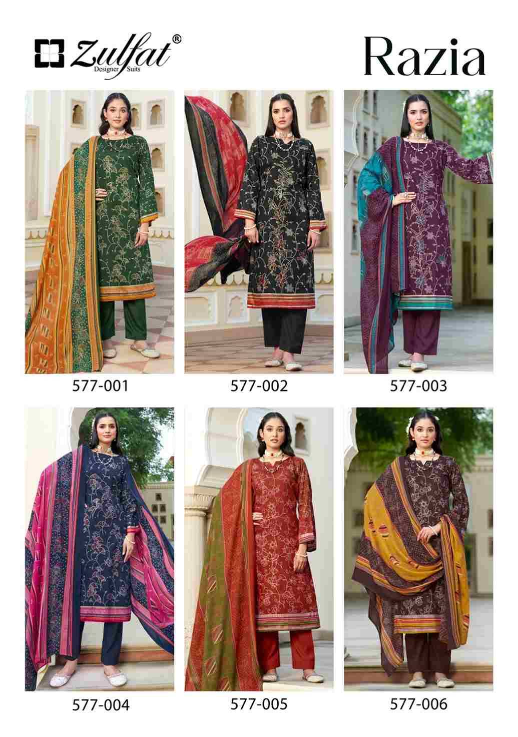 Rabia By Zulfat 577-001 To 577-006 Series Beautiful Festive Suits Stylish Fancy Colorful Casual Wear & Ethnic Wear Pure Jam Cotton Print Dresses At Wholesale Price