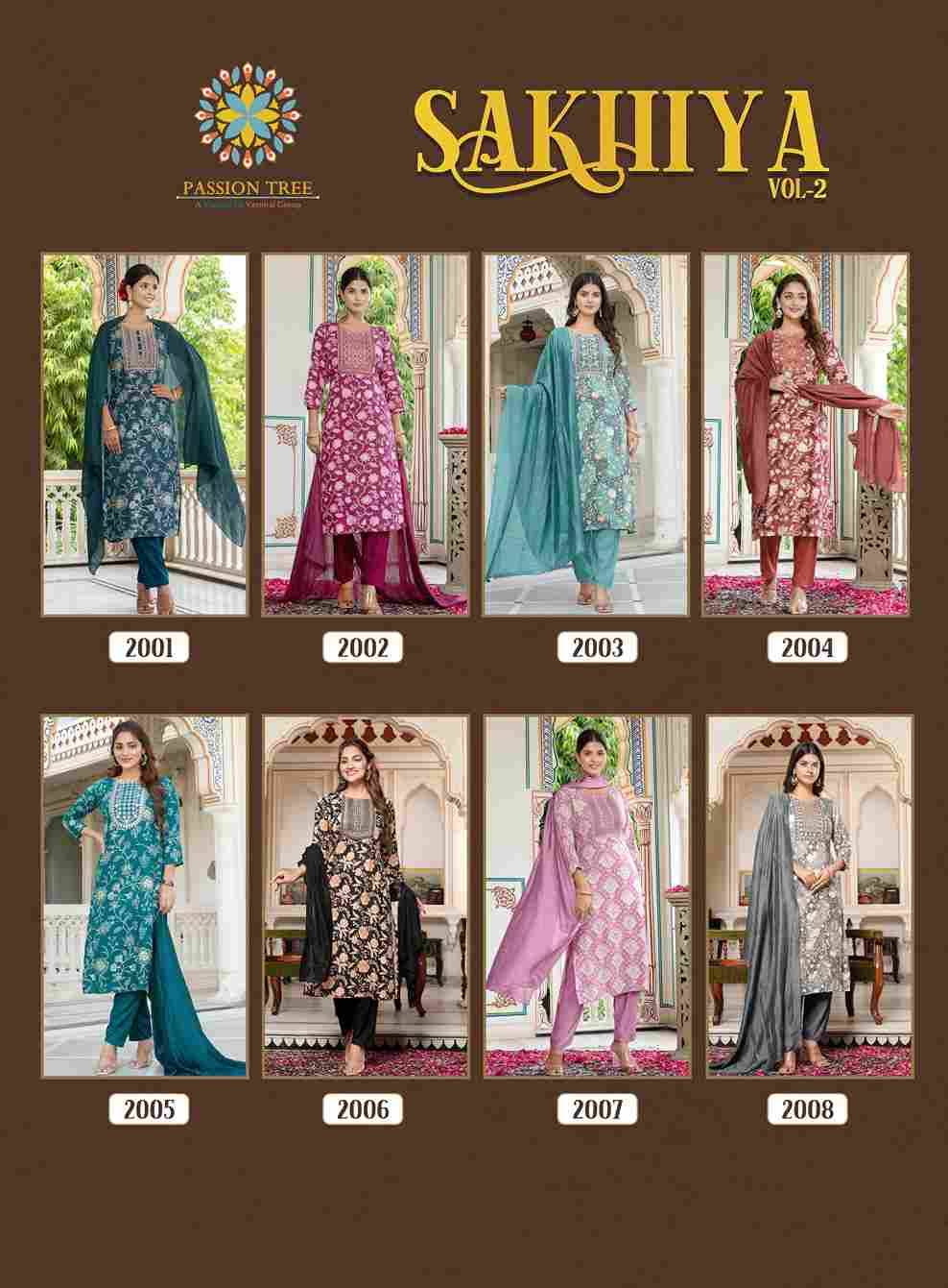 Sakhiya Vol-2 By Passion Tree 2001 To 2008 Series Beautiful Stylish Festive Suits Fancy Colorful Casual Wear & Ethnic Wear & Ready To Wear Pure Rayon Dresses At Wholesale Price