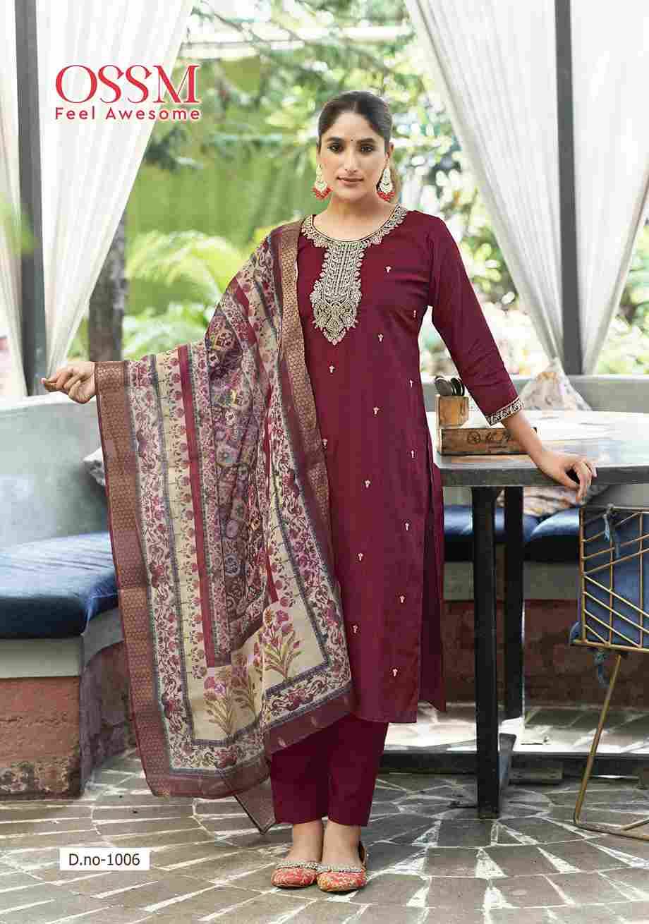 Meera By Ossm 1001 To 1006 Series Beautiful Stylish Festive Suits Fancy Colorful Casual Wear & Ethnic Wear & Ready To Wear Pure Viscose Silk Dresses At Wholesale Price