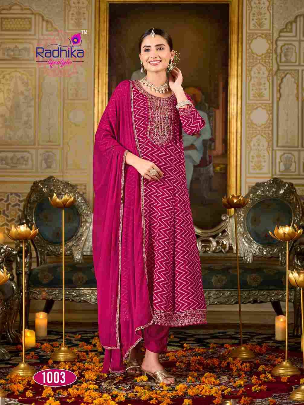 Prasang Vol-1 By Radhika Lifestyle 1001 To 1005 Series Beautiful Stylish Anarkali Suits Fancy Colorful Casual Wear & Ethnic Wear & Ready To Wear Rayon Foil Dresses At Wholesale Price